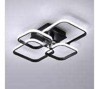 LED Ceiling Light, 60W Modern Ceiling Lights, 6500K Cool White Light, Black 4 Square Flush Mount LED Ceiling Lighting Fixtures Chandelier for Living Room, Bedrooms, Kitchen, Sitting Room, Office