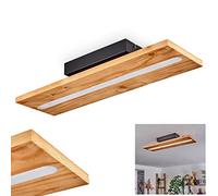 LED Ceiling Light Adak, dimmable Ceiling lamp Made of Metal/Wood/Plastic in Black/Nature/White, dimmable via Conventional Light Switch, Light with Wooden Shade, LED 15,5 Watt, 1750 Lumen, 3000 Kelvin