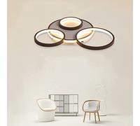 LED Ceiling Light Boutique Decoration Creativity 4-Ring Living Room Ceiling Lamp Brown Round Circle Bedroom Chandelier,3000K-6500K Dimmable with Remote Control Restaurant Indoor Ceiling Ligh