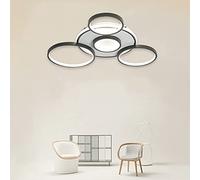 LED Ceiling Light Boutique Decoration Creativity 5-Ring Living Room Ceiling Lamp Brown Round Circle Bedroom Chandelier,3000K-6500K Dimmable with Remote Control Restaurant Indoor Ceiling Ligh