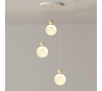 Led Ceiling Light Chandelier Kitchen 3 Light Pendant for Sink Stairwell Vintage Milk White Moon Long Light for Dining Room Island Bedroom
