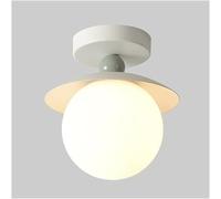 Led Ceiling Light Chandelier Kitchen Modern Red Semi Flush Mount - E27 Glass Globe,with White Ball Shade,Perfect for Hallway,Stairs,Bedroom - Home