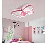 LED Ceiling Light Children's Room Ceiling Lighting 30W Kindergarten Girl Boy Room Baby Room Modern Creative Butterfly Lamp Design Pink Stepless Dimming 3000k-6500k L50cm