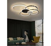 LED Ceiling Light Circle Shape Cluster Design Ceiling Lamp with Remote Nordic Modern Simple Style Living Room Home Luxury Bedroom Office Restaurant Lights Black 6 Heads (100CM)
