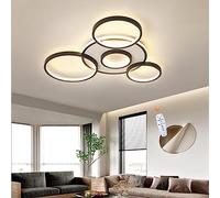 LED Ceiling Light Creative Circle Chandelier Dimmable Ceiling Lamp With Remote Control Modern Round Living Room Lamp Metal Acrylic Lampshade Indoor Lighting For Bedroom Dining Room Office,Brown,70cm