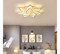LED Ceiling Light Dimmable Flowers Ceiling Lamp White 10 Petals Modern Remote Control Lighting Fixture for Living Room Bedroom Dining Room Children's Room Eye Protection 85Cm 60W Chandelier