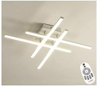 LED Ceiling Light Dimmable Lighting Living Room Modern Aluminum Ceiling Lamp Metal Remote Nordic Black White Light Fixture Creative Ceiling Chandelier Dining Bedroom Study, (Color : White, Size : L