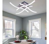 LED Ceiling Light, Fashion Curved Design Ceiling Light with 4 PCS Waved Lights, High Color Rendering Flush Mount Ceiling Lights for Bathroom Kitchen and Bathroom Without Flicker