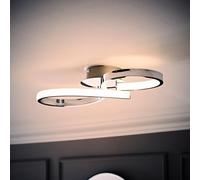 ValueLights | Chrome Swirl Ceiling Light Integrated LED Living Room Light Fitting - IP44 Bathroom | Bathroom, Home Décor & Improvement Essential | Mains Wired