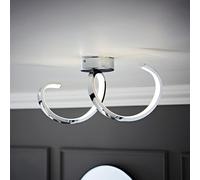 LED Ceiling Light Fitting Chrome Twist Integrated Bulbs Modern Living Room Lamp