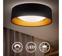 LED Ceiling Light Flush Fabric Shade Lamp 18W 4000K 2200lm Ø40cm Black Gold [EEK: E]