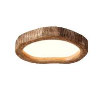 LED Ceiling Light, Flush Mount Lighting Fixtures with Acrylic Shade Wood Grain Ceiling Lamp Dimmable with Remote Control for Kitchen, Hallway, Entryway, Cafe, Bedroom