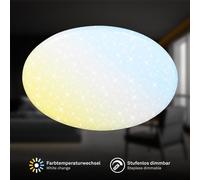 BRILONER - LED Ceiling Light with Remote Control, dimmable, Night Light, Warm White to Cool White, Ultra Bright, Living Room, Bedroom, 56 x 10 cm, White
