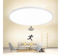 LED Ceiling Light,LED Ceiling Light with Radar Motion Sensor， Ceiling Light Lamp IP44 Modern Round Ceiling Light Applicable to Bathroom, Bedroom, Kitchen, Living Room, Balcony, Garage (White, 18W)