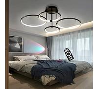 LED Ceiling Light Living Room Ceiling Light Ring Design Dining Room Light Dimmable 3500K-6500K 85W 6800LM with Remote Control Bedroom Living Room Kitchen Dining Room Light Black, 4 Ring