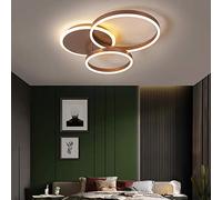 LED Ceiling Light Living Room Metal Lights Dimmable with Remote Control Modern Ring Desige Ceiling Lamp Acrylic Hanging Lamp for Bedroom Study Room Kidsroom Eye Protection Chandelier,Brown,3 Ringe
