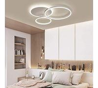 LED Ceiling Light Living Room Metal Lights Dimmable with Remote Control Modern Ring Desige Ceiling Lamp Acrylic Hanging Lamp for Bedroom Study Room Kidsroom Eye Protection Chandelier,White,3 Ringe