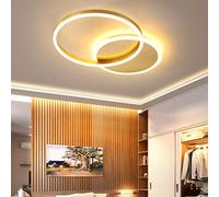 LED Ceiling Light Living Room Metal Lights Dimmable with Remote Control Modern Ring Desige Ceiling Lamp Acrylic Hanging Lamp for Bedroom Study Room Kidsroom Eye Protection Chandelier ,Gold,2 Ringe