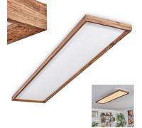 LED Ceiling Light Longvic, Modern Ceiling Light Made of Metal/MDF/Plastic in Black/Wood Look/White, 36 watts, 4300 lumens, 3000 Kelvin, Length 120 cm