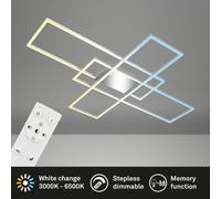 BRILONER - Modern LED Ceiling Lights with Remote Control, dimmable, Adjustable from Warm White to Neutral White, Memory Function, 50W, 6600 lum., Ceiling Lights Living Room, 104x71x9.5cm, Chrome