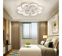 LED Ceiling Light Modern Dimmable Bedroom Crystal Lamp Ceiling Lamp Living Room Kitchen Dining Room Ceiling Chandelier with Remote Control Round Flower Design White Metal Frame Acrylic Decoration,