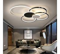 LED Ceiling Light Modern Ring Ceiling Lamp Dimmable Living Room Lamp with Remote Control Acrylic Lampshade Creative Chandelier for Bedroom Dining Room Kitchen Office Lights,Black,100cm