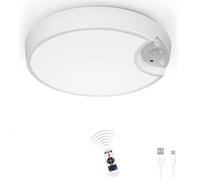 LED Ceiling Light, Rechargeable Motion Sensor Light Indoor, Dimmable, Ceiling Light with Remote Control USB Battery Powered for Bedroom, Garage, Loft, Round sensor light Warm/Neutral/Cool White