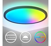 LED Ceiling Light RGBW Panel 22W Slim Colour Change Remote Dimmable Gaming 420mm [EEK: E]