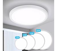 Led Ceiling Light Round Flush Ceiling Light 6500K Waterproof Bathroom Kitchen Uk White Three-Color Light 36W