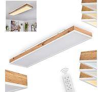 LED Ceiling Light Salmi, lamp Made of Metal/MDF/Plastic in White/Wood Look/Brown, LED Panel dimmable/Light Colour Changeable with Remote Control, 60-1500 Lumen, 2700-6500 Kelvin, 1 x LED 24 Watt