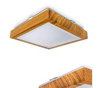 LED Ceiling Light Sora, Angular Made of Metal in Modern Wood-Look, 12 Watt, 900 Lumen, 3000K, IP44, Also Suitable for The Bathroom