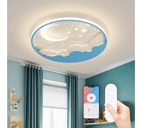 LED Ceiling Light Star Moon Ceiling Lamp, Dimmable Kindergarten Ceiling Lamp with Remote Control, Modern Acrylic Ceiling Light, Cartoon Ceiling Light Fixture for Bedroom Kindergarten,Blue