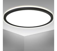 LED Ceiling Light Ultra Slim Panel Flush Lamp Backlight Hallway Office Black [EEK: D]