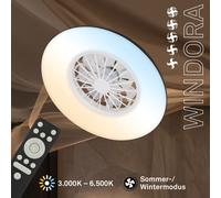 LED Ceiling Light With Fan 5 Speeds Remote Control Dimmable CCT 24W 2600lm Black [EEK: F]