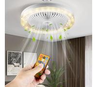 LED Ceiling Light with Fan, Adjustable Angle,30W Dimmable Ceiling fan with Lamp, with Remote Control,Timing and 3 Speeds, E27 Lamp Holder,3000K-6500K for Small Spaces Bedroom Home Office (Unscented)