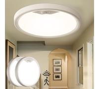 LED Ceiling Light with Motion Detector, 18 W Indoor Motion Detector Light 2700 K/4000 K/6500 K, Ceiling Light for Corridors, Stairs, Porch, Garage, Balcony, 22 cm (Pack of 2)