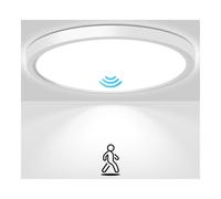 LED Ceiling Light with Motion Sensor 22cm,18W Round Ceiling Lamp PIR Motion Detector Indoor, Twilight Sensor, Neutral White for Bathroom, Hallway, Kitchen, Balcony, Cellar, Garage, Attic (22cm)