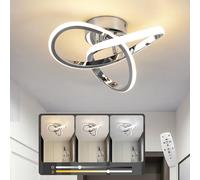 LED Ceiling Lights Dimmable with Remote Control, 3 Colour Temperatures, Silver Flower Shape Modern Ceiling Light fixture LED for Hallway Aisle Entrance Bedroom Kitchen Living Room - 25cm, 22W