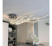 LED Ceiling Lights Dimmable with Remote Control Living Dining Room Pendant Lighting Chic Curve Acrylic-Shade Chandelier for Bedroom Bathroom Kitchen Hallway Lounge Deco Fixture L150cm