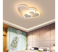 LED Ceiling Lights Flush Mount Girl Boy Bedroom Fixture Dimmable with Remote Control, Romantic Heart Shape Acrylic Shade Ceiling Lighting for Lounge Living Dining Room White L52*W35cm