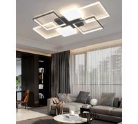 LED Ceiling Lights for Living Rooms,Modern Bedroom Lights Dimmable Chandelier with Remote Control,Black Flush Mount Lighting Fixtures for Hotels,CaféS,Offices,Kitchen,Corridors,Balconies (Square)