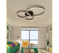 LED Ceiling Lights Modern Dimmable Living Room Ceiling Light Round Living Room Lights Bedroom Ceiling Lamp Adjustable Colour Temperature Dining Room Lights Recessed Ceiling Lighting (Black, 130cm)