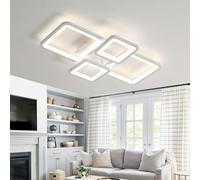 LED Ceiling Lights with Remote Control APP Memory Function Square Ceiling Lighting Dimmable No Flicker Eye Protection Ceiling Lamp Bedroom Kitchen Living Room Dining Room Office Study-White||62CM