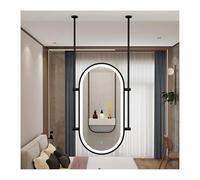 LED Ceiling Mirror with Double Rod Lights Modern Black Design 60x100cm Ideal for Hotels and Home Decor Stylish Illuminated Wall Mirror.