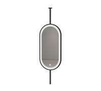 LED Ceiling-Mounted Bathroom Mirror with Rotating Light, Perfect for Entryway, Dressing Room & Interior Decor (Black, 40 x 90 cm)