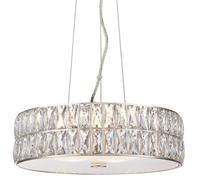 Led Ceiling Pendant Light 25W Warm White Chrome & Crystal Feature Lamp Shade