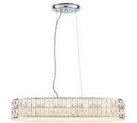 Led Ceiling Pendant Light 25W Warm White Chrome & Crystal Wide Bar Table Lamp