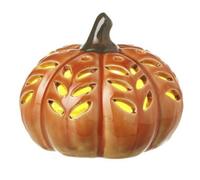 Led Ceramic Cut-Out Pumpkin - Light Up Orange Ornament