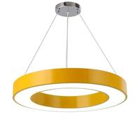 LED Chandelier Hollow Circular Pendant Light in Green & Yellow for Kindergarten, Office, Classroom - Warm Light 3000K - Ceiling Round Lamp for School by Hanging Line