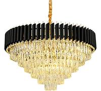 LED Chandelier Lamp, Large Crystal Chandelier,Black Metal E12 Semi Flush Mount Round Luxury Ceiling Fixtures,Ceiling Light
